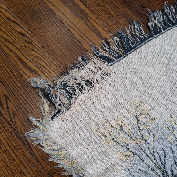 Footprints in the Sand Tapestry Throw Blanket Fringe Hem Wall Art 62x44 - Picture 5 of 11